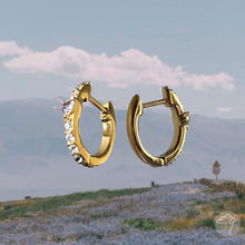 Load image into Gallery viewer, “Bora” silver/gold studded hoops