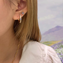 Load image into Gallery viewer, “Bora” silver/gold studded hoops