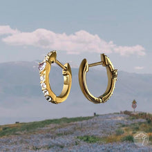 Load image into Gallery viewer, “Bora” silver/gold studded hoops
